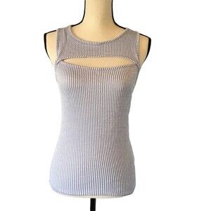 Caution To The Wind women’s blue/white striped tank. Size large